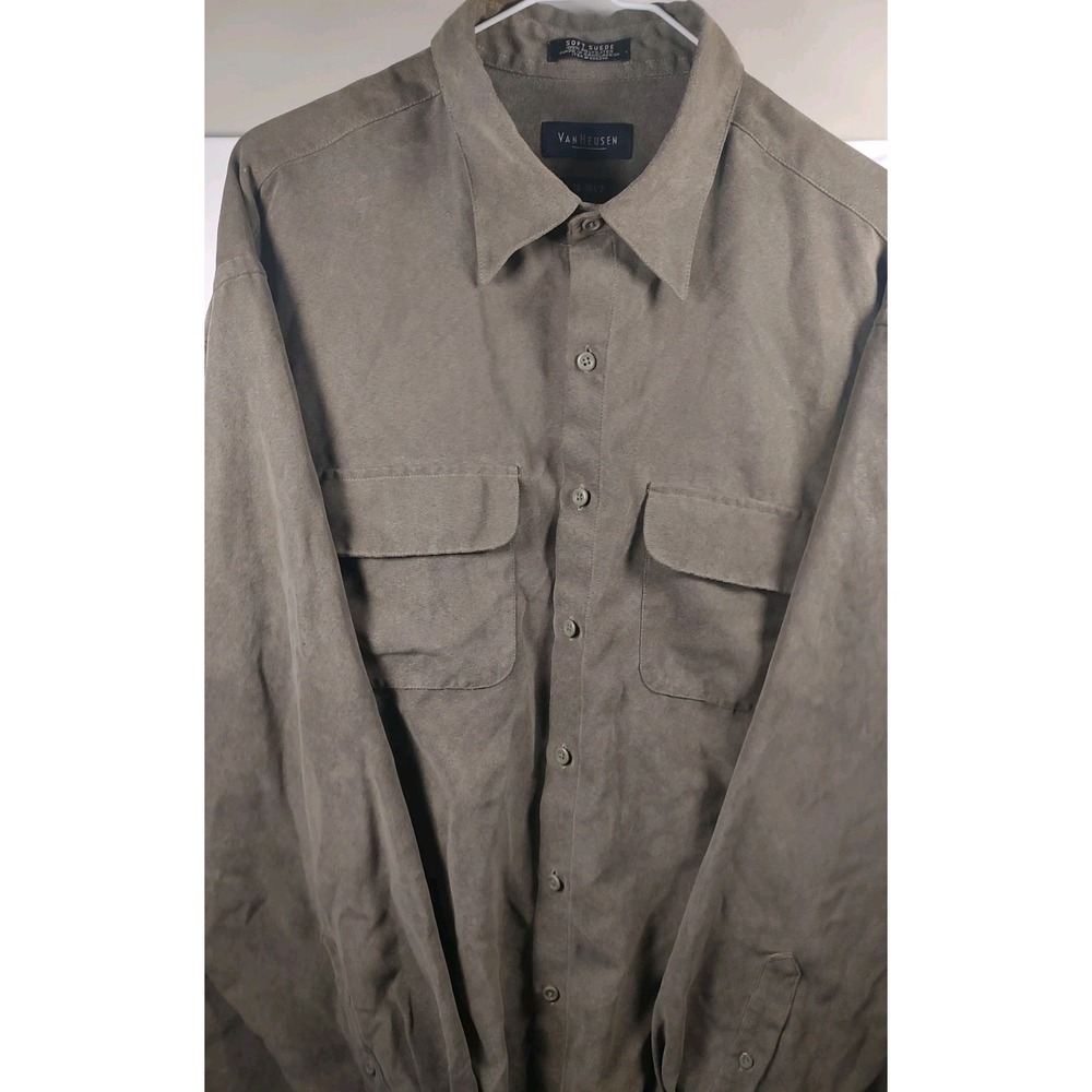 Van Heusen‎ Large Soft Suede Button Up Collared Man Shirt